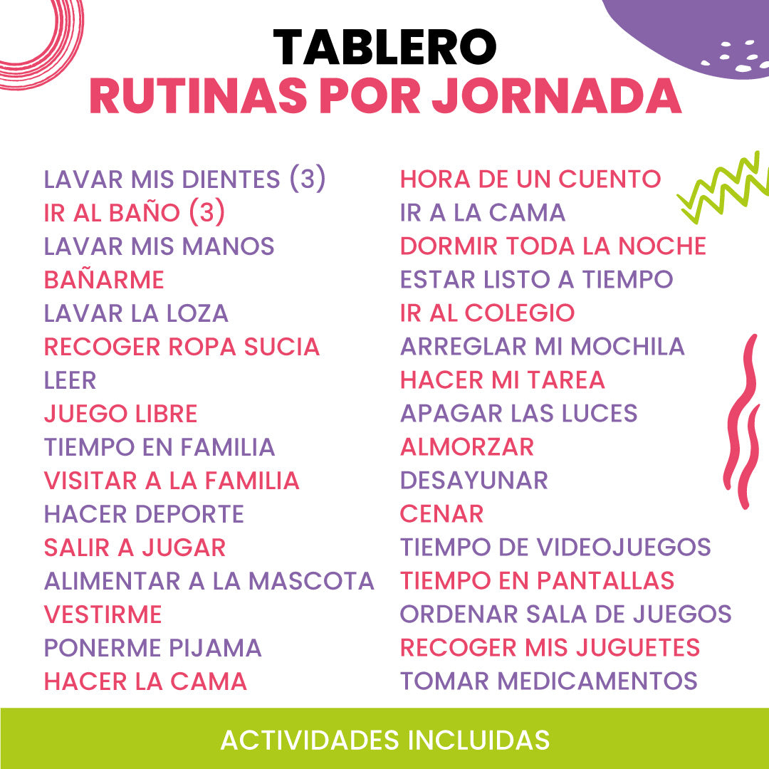 Tablero de Rutinas por Jornada