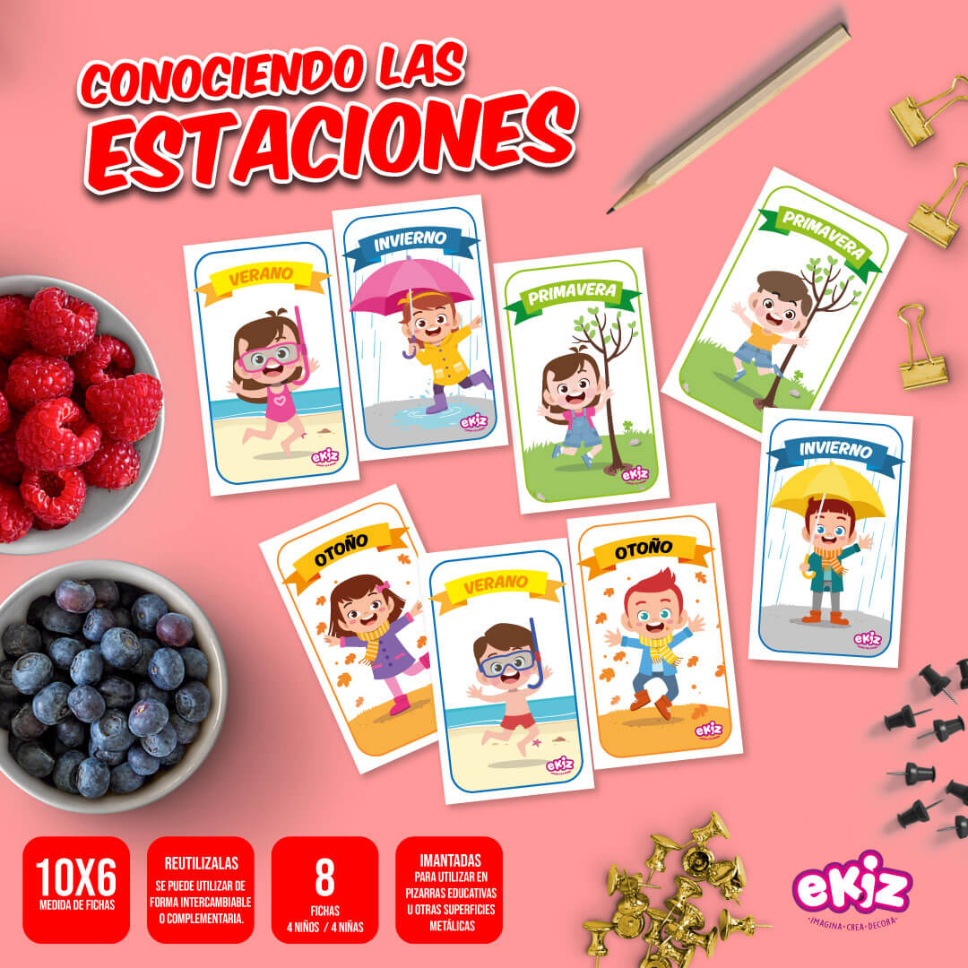 Fichas de Imán de LectoEscritura: Conociendo las Estaciones