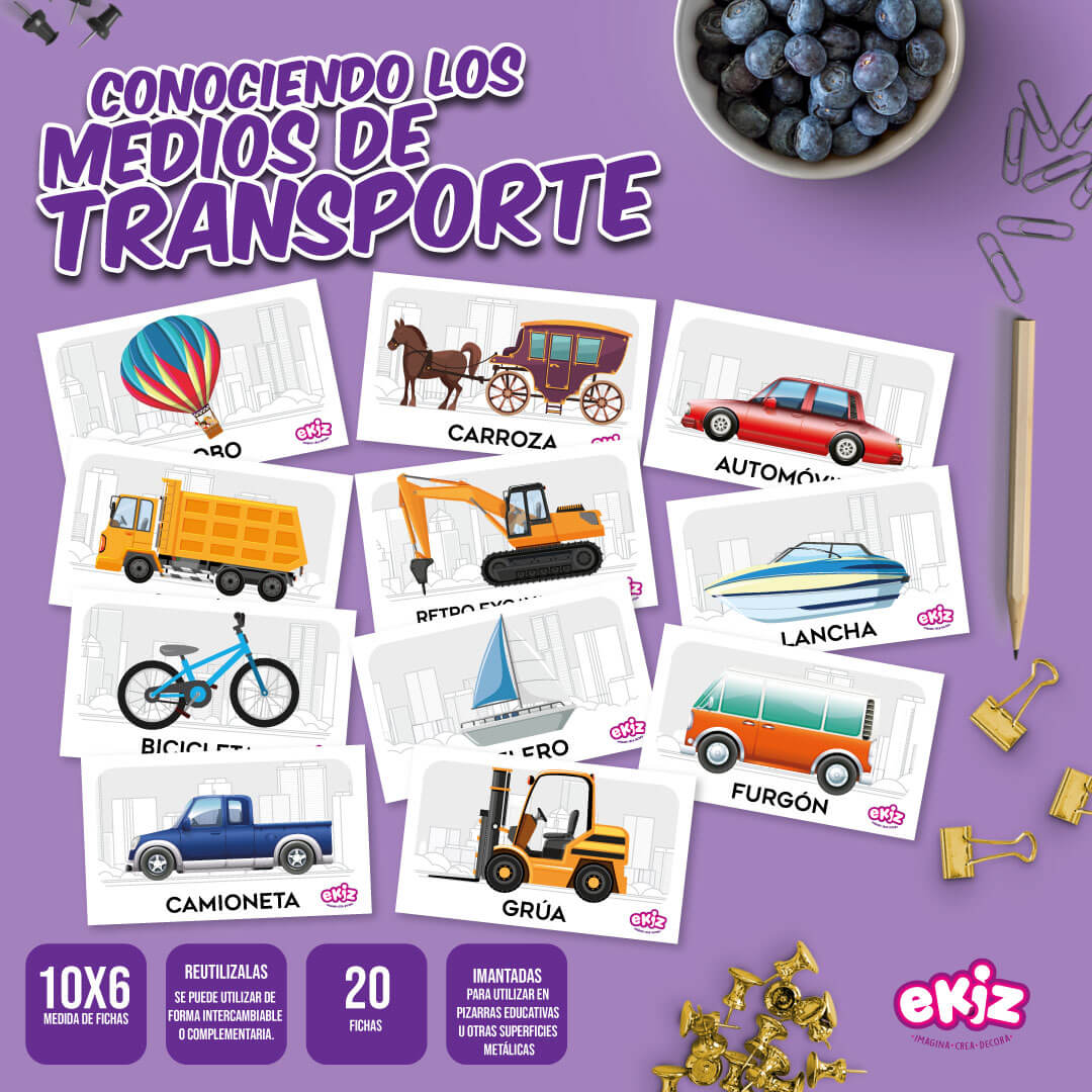 Fichas de Imán de LectoEscritura: Conociendo los Medios de Transporte