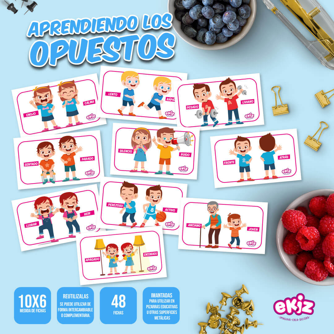 Fichas de Imán de LectoEscritura: Aprendiendo los Antónimos - Opuestos