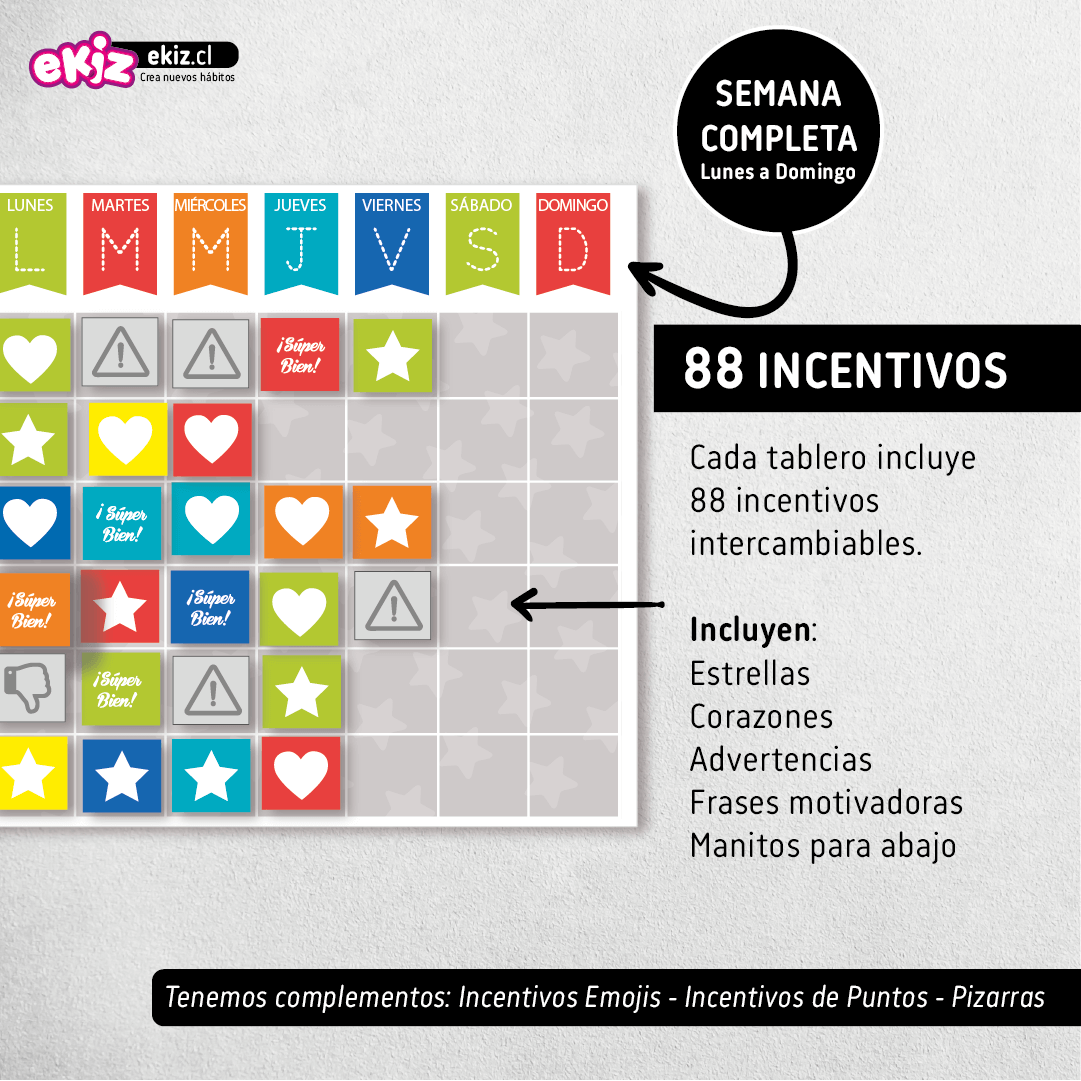 Tablero de tareas + incentivos para niños
