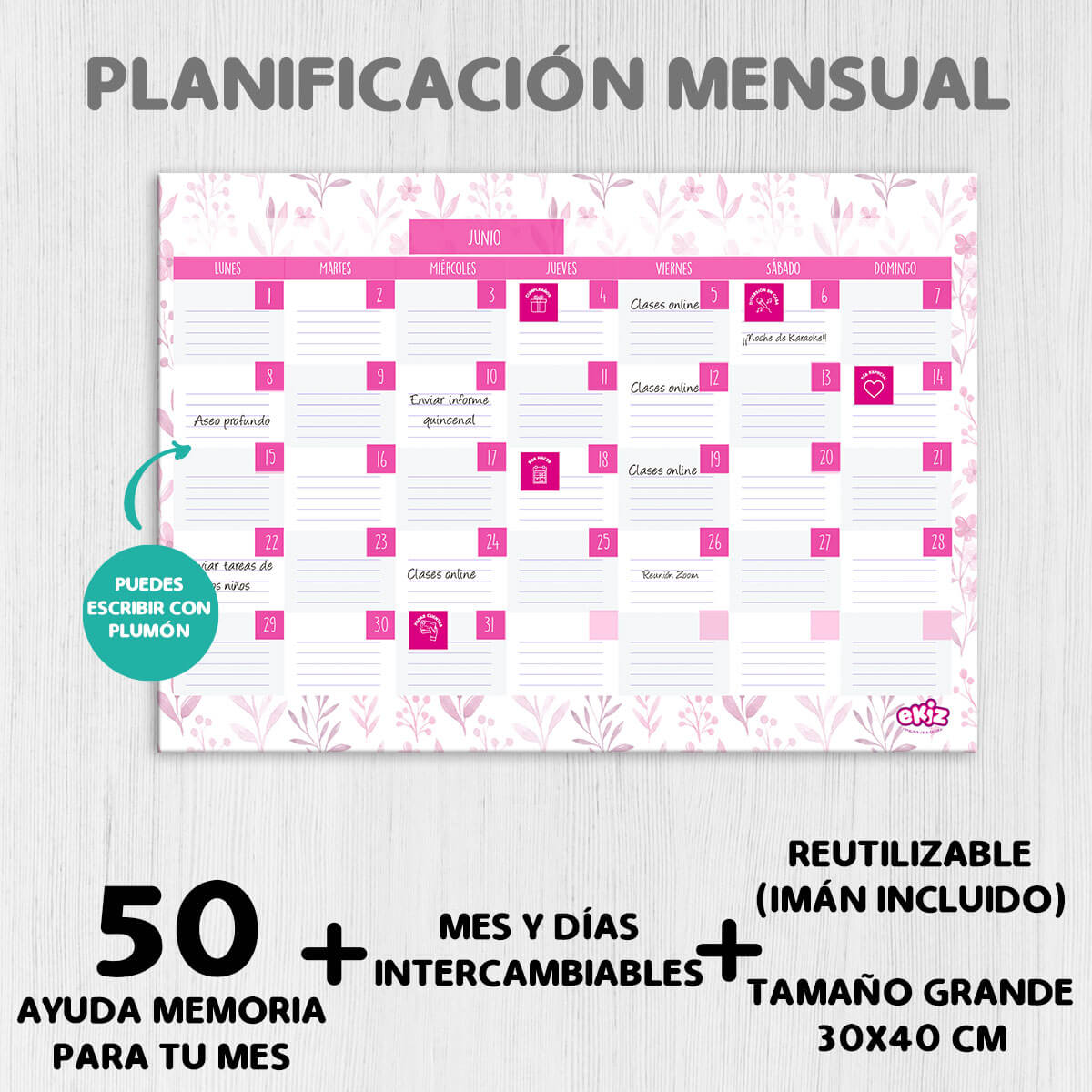 Tablero Planificación Mensual Femenino