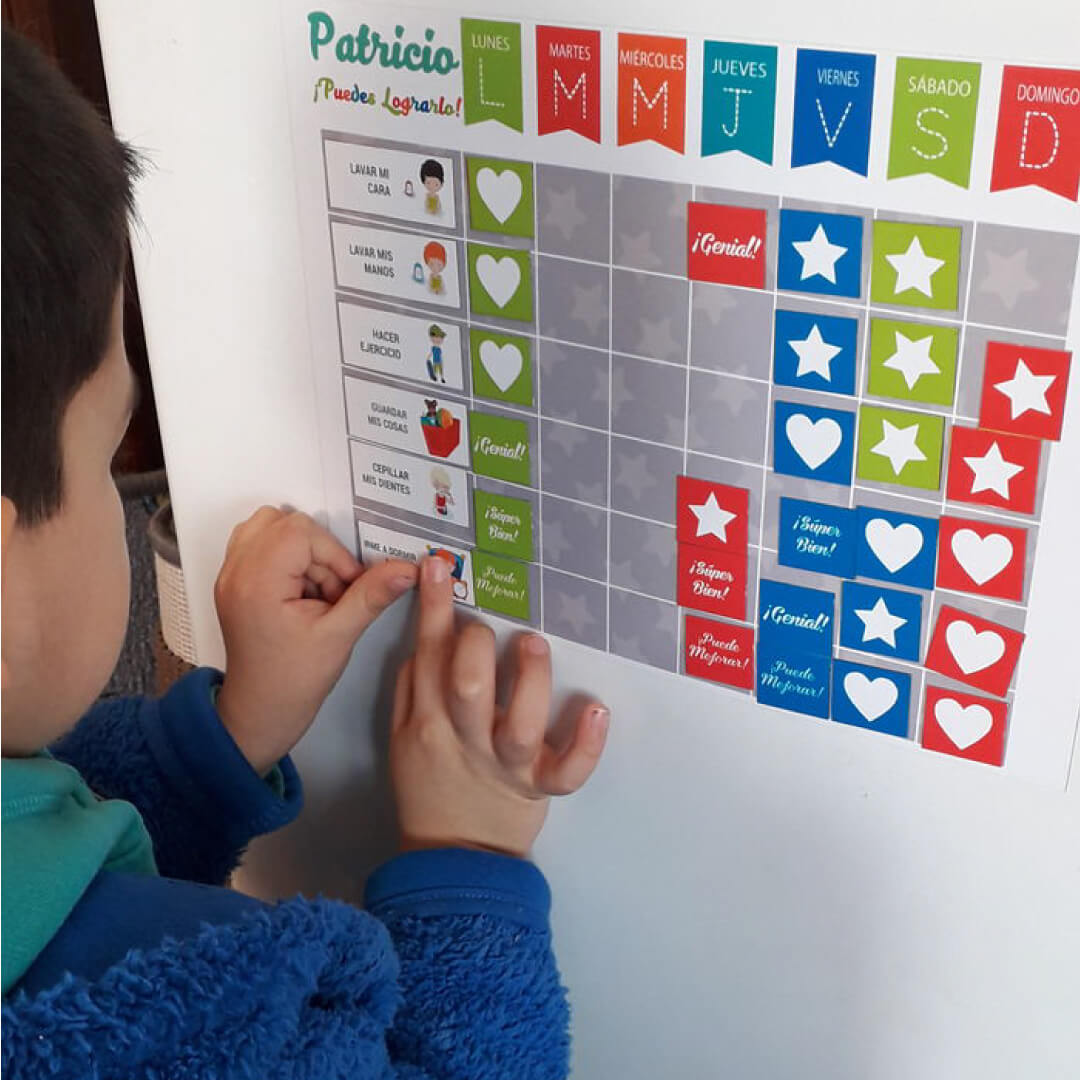 Tablero de tareas + incentivos para niños