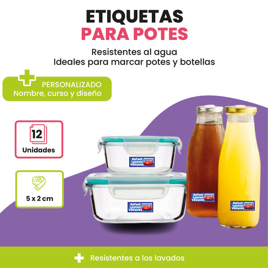 Pack de 12 Etiquetas para potes y botellas