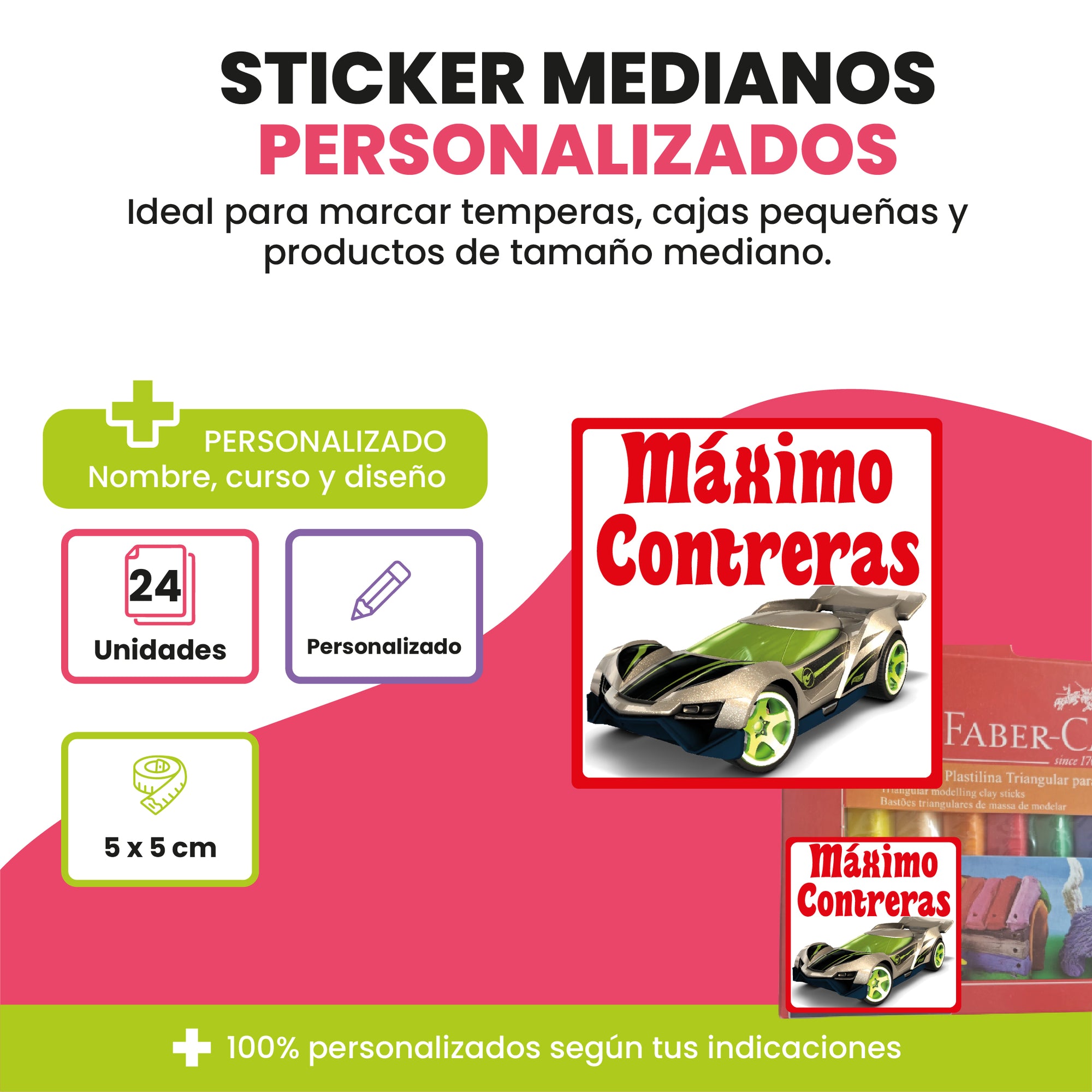 Pack de 24 Stickers medianos de Etiquetas escolares