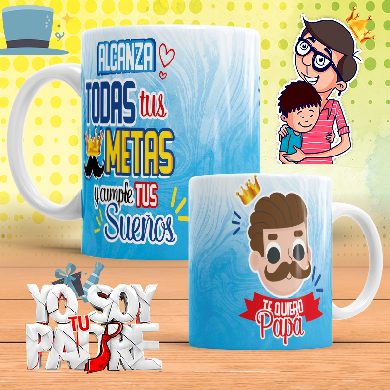 Regalo Día Del Padre. Taza para mi Papá Metas y Sueños