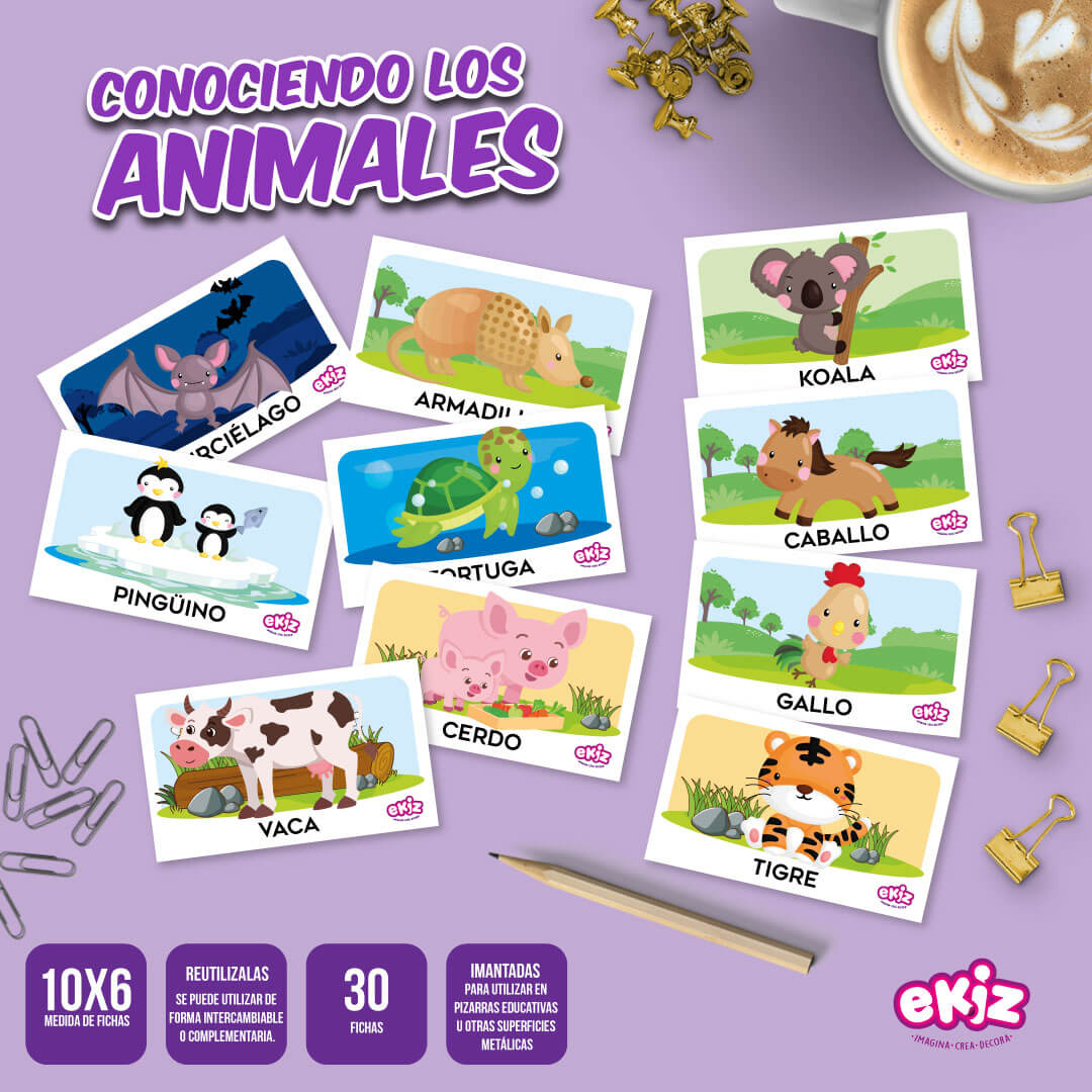 Fichas de Imán de LectoEscritura: Conociendo los Animales