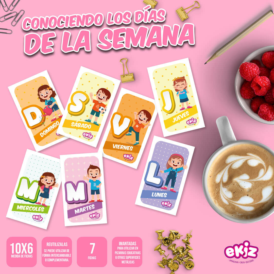 Fichas de Imán de LectoEscritura: Conociendo los días de la semana y meses del año