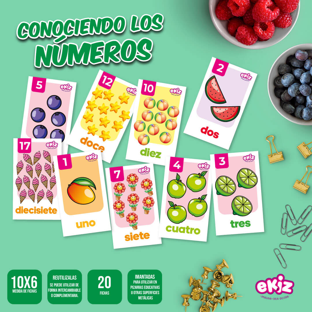 Fichas de Imán de LectoEscritura: Conociendo los Números con Objetos