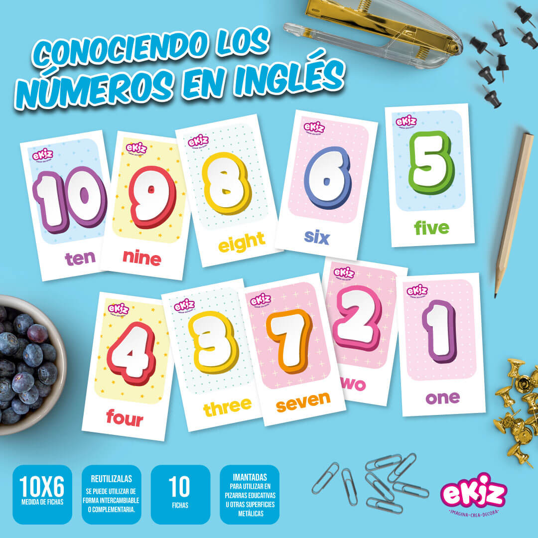 Fichas de Imán de LectoEscritura: Conociendo los Números en Inglés