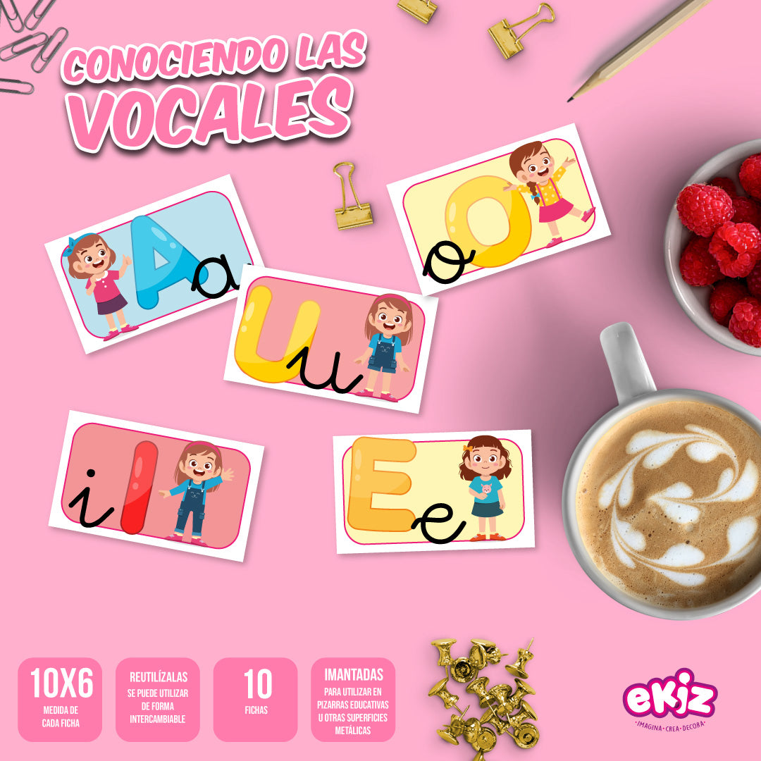 Fichas de Imán de LectoEscritura: Conociendo las Vocales