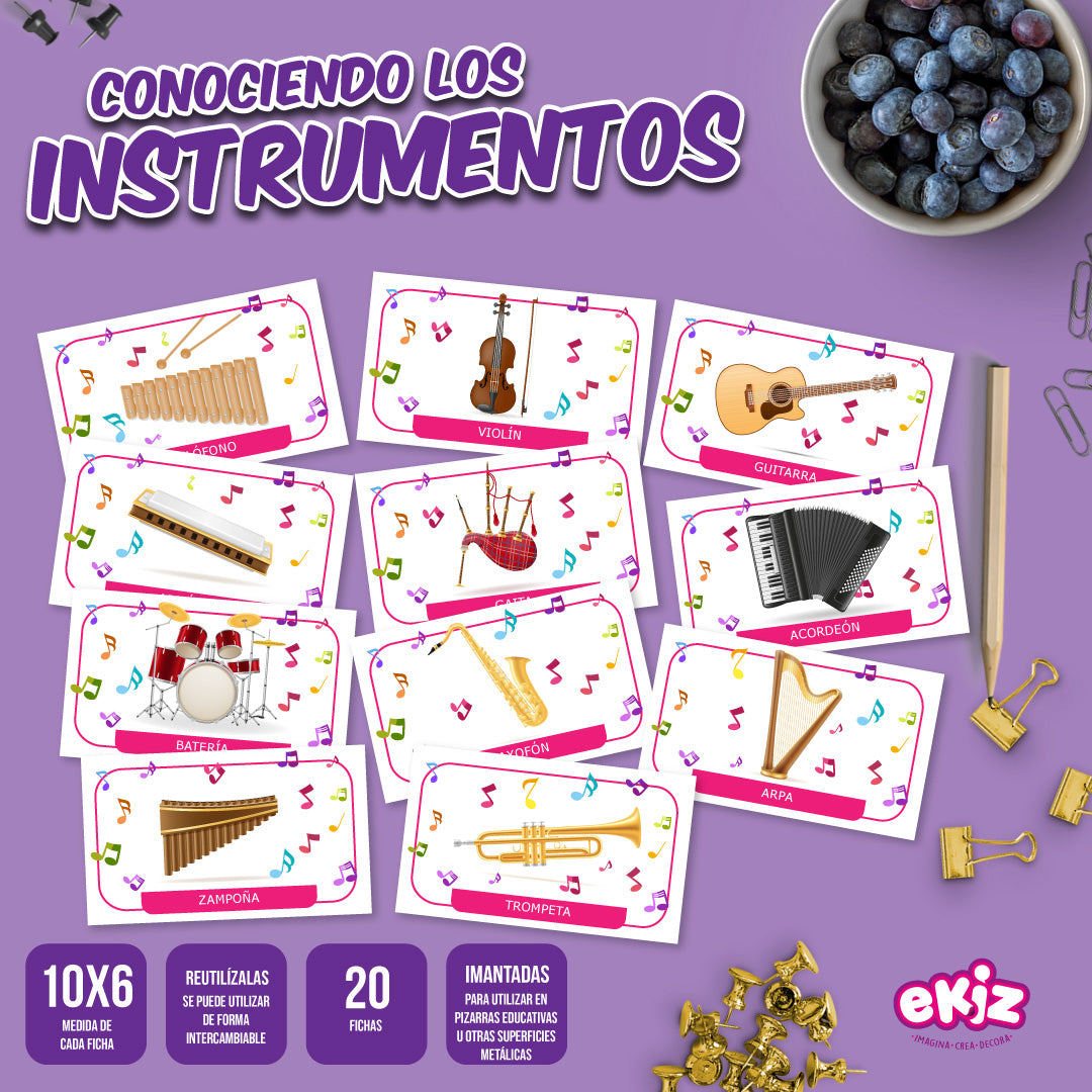 Fichas de Imán de LectoEscritura: Conociendo  los Instrumentos Musicales