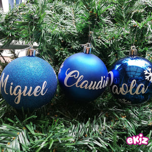 Pack: 4 esferas de 8 cm para navidad + Cajita de madera de regalo