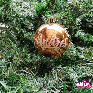 Pack: 4 esferas de 8 cm para navidad + Cajita de madera de regalo