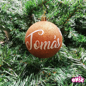 Pack: 4 esferas de 8 cm para navidad + Cajita de madera de regalo