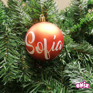 Pack: 4 esferas de 8 cm para navidad + Cajita de madera de regalo