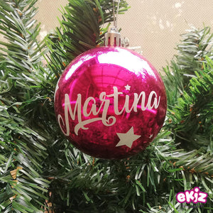 Pack: 4 esferas de 8 cm para navidad + Cajita de madera de regalo