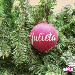 Pack: 4 esferas de 8 cm para navidad + Cajita de madera de regalo