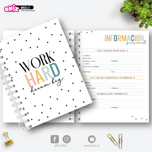 Agenda 2023 Work Hard + Planificación semanal + Calendario