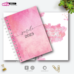 Agenda 2023 Rosa + Planificación diaria + Calendario + Propósitos del año y más