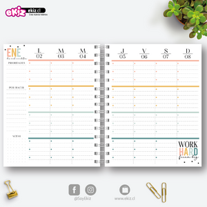 Agenda 2023 Work Hard + Planificación semanal + Calendario