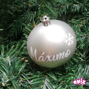 Pack: 4 esferas de 8 cm para navidad + Cajita de madera de regalo