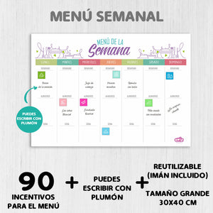 Pack: Tablero grande con Menú semanal + Taco con lista de compras