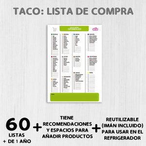 Pack: Tablero grande con Menú semanal + Taco con lista de compras
