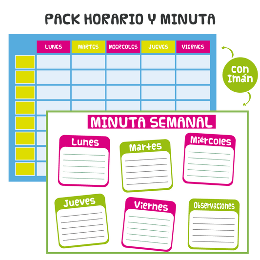 Pack Horario y Minuta con Imán