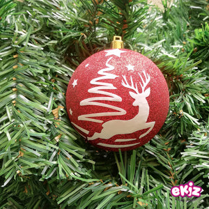 Pack: 4 esferas de 8 cm para navidad + Cajita de madera de regalo