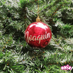 Pack: 4 esferas de 8 cm para navidad + Cajita de madera de regalo